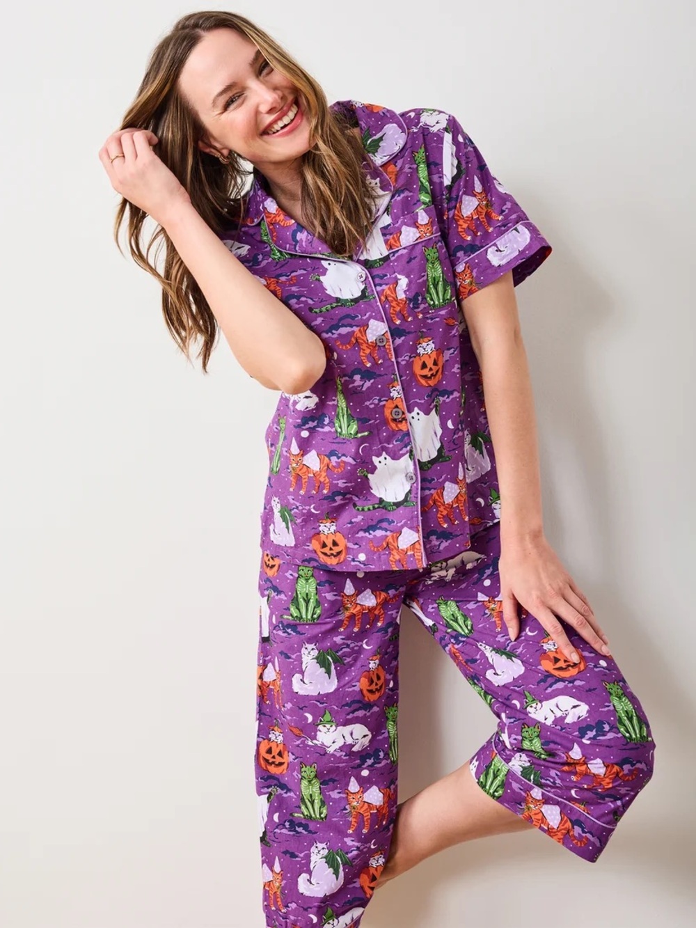 Printfresh Halloween House Cats Pajamas Purple Tonic New Small ๐โโฌ ๐ ๐ป